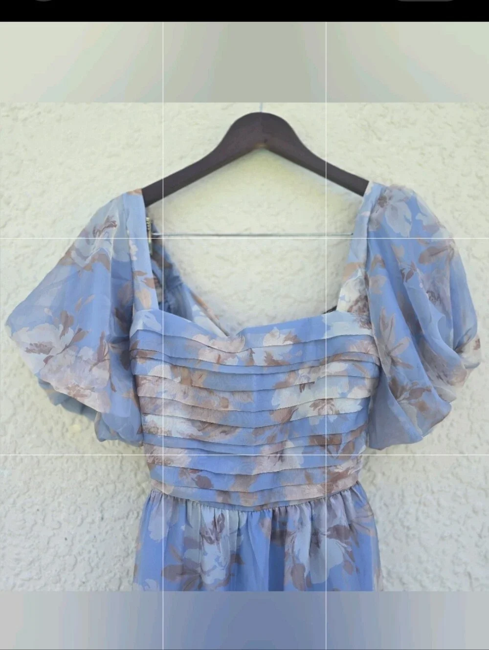 NWT Abercrombie Emerson Drama Bow-Back Maxi Dress Blue Floral Organza S
